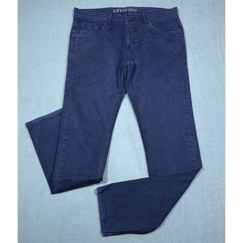 REVIT Jeans Mens 33x32 Athletic Slim Tapered Stretch Denim Dark Indigo USA
